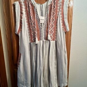 Free People Hooded Mini Dress with Embroidery NWT